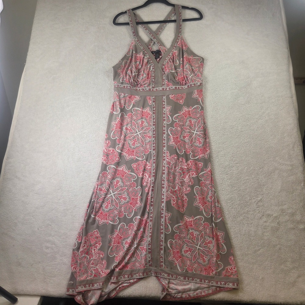 INC International Concepts Womens 2X Pnk Paisley Medallion Maxi Dress Cross Back